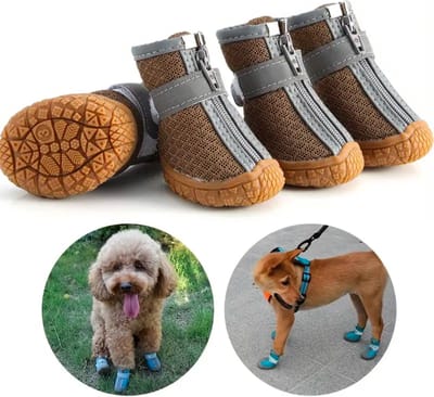 Livano Hondenschoenen Pootbeschermer - Hondenschoenen - 4 Stuks - Hondenschoentjes - Pootbescherming Hond - Waterbestendig - Geel S