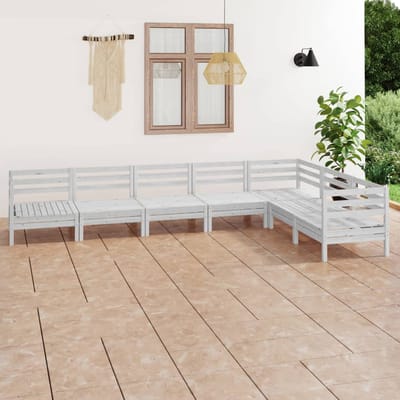 vidaXL - 7-delige - Loungeset - massief - grenenhout - wit