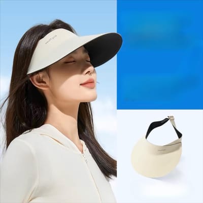 Naadloze Eendelige Zonbeschermingshoed Dames UV-Bescherming Zonnehoed Zomer Sport Grote Rand Open Bovenkant Opvouwbare Zonnehoed Adjustable black