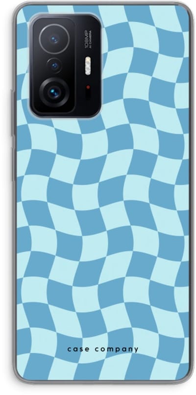 Case Company® - Hoesje geschikt voor Xiaomi 11T Pro hoesje - Grid Blauw - Soft Cover Telefoonhoesje - Bescherming aan alle Kanten en Schermrand