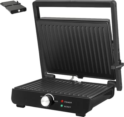 PFAS-Vrije Contactgrill (2000W) met temperatuur aanduiding - 180°C Uitklapbaar tosti apparaat - Inclusief vetbakje - <30 seconden opgewarmd grill ijzer - Zwart - JAP Appliance Caligrill