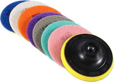 Polijstpads Set - Diamant Schijven - Steen Bewerken - Diamant Schuurmiddel - 100 mm Diameter - Grijs