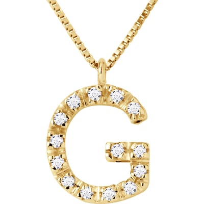 Ketting Diamonds 0.07 Cts alfabet letter "G" Geel Goud 18 Karaat