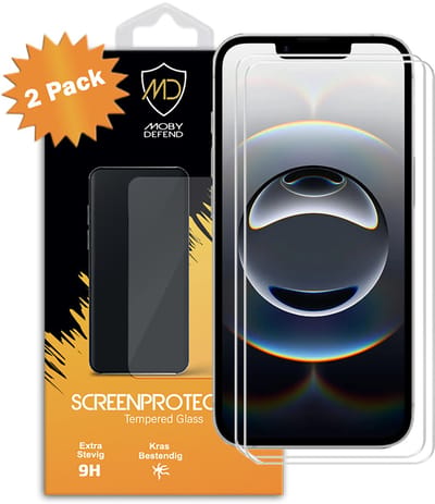 2-Pack MobyDefend Screenprotectors - Geschikt voor iPhone 16e - Case-Friendly Screensavers - Gehard Glas