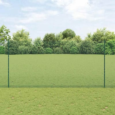 vidaXL - gelast - draadhek - met - palen - 25 - x - 1,5 - m - Gegalvaniseerd - staal - Groen