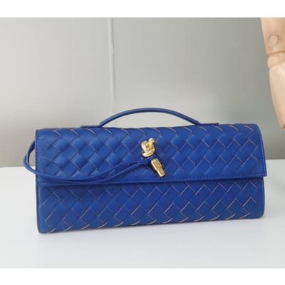 Niche Gebreide One Shoulder Tas Mode Horizontale Clutch Tas Accordeon Dames Schouder- / Crossbodytas 30.5*4*12.5CM blue
