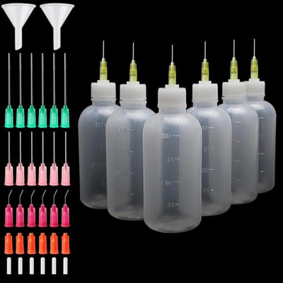 Set van 6 Precisie Naaldflessen 100ml - Ideaal voor Lijm, Olie en Acrylverf Applicatie
