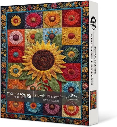 Zonnebloemen Puzzel - Bloemen Legpuzzel - Ontspanning Thuis - Referentieletters Achterkant - 70 x 50 cm - Kleurrijk