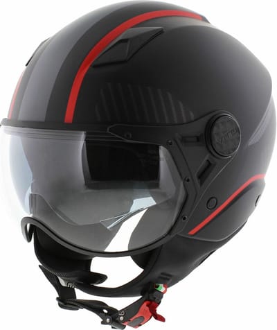 Vito jet helm Lavori mat zwart / rood / deco XS
