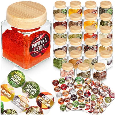 Kruidenpotje Glas 90 Stickers 100 ml 24 stuks - Kruidenstrooier - Potjes voor Kruiden