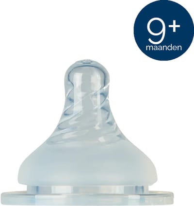 Mininor siliconen flessenspeen >9 maanden - anti-koliek ventiel - flexibel - 2 stuks