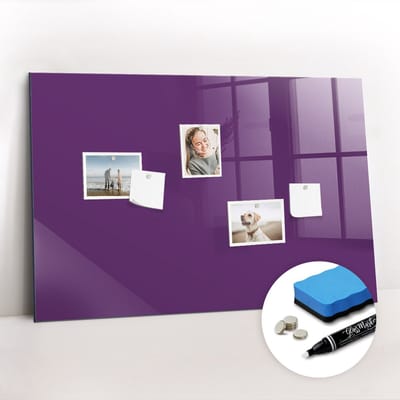 Tulup Whitebord - Kleur Violet Magneetbord - 90 cm x 60 cm - Magneetbord Muur - Decoratief Magnetisch Bord - Memo Magneetbord - Ideeënbord Thuiswerkplek - Inclusief Gratis Magneten & Marker & Spons - Magnetisch Bord - Magneetbord Keuken