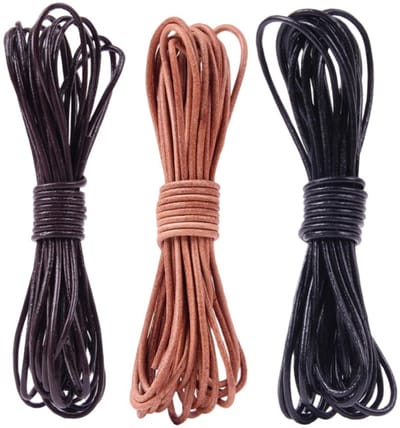 EXCITAT Leren koord - kettingkoord - 2 mm - voor doe-het-zelf armbanden, kettingen en sieraden - 3 stuks