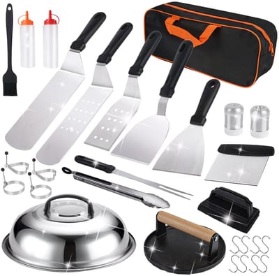 29 delige BBQ gereedschapset RVS met burgerpers grilltools en opbergtas voor barbecue