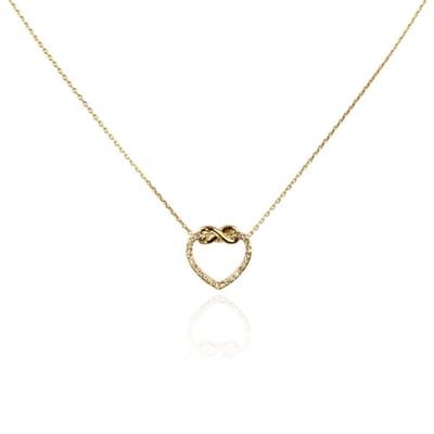 Hart ketting roestvrij staal verguld 14k goud/ ketting met steentjes/ collier/ sieraden/ sOwiesO shop/ jubileum/ verjaardag cadeau/ volwassenen en kinderen/ liefde/ vriendschap/ symbool oneindigheid/