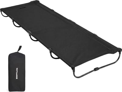 TRVLMORE Veldbed Opvouwbaar - 120KG Draagvermogen - Campingbed Incl. draagtas - Stretcher 1 Persoons - Stalen Frame - 193x66x15 cm - Grijs