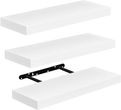 Dailygoods- Zwevende Planken Set van 3 - Wandplank MDF-hout - Wandboekenkast - Decoratieve Rekken - Wit - Maximaal 10 kg draagvermogen