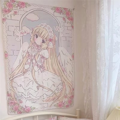 Kawaii Meisje Wandkleed Achtergronddoek Schattig Anime Meisje Kamer Decoratie Items Cartoon Wandkleed Roze Wandkleed Huisdecoratie 78x115cm