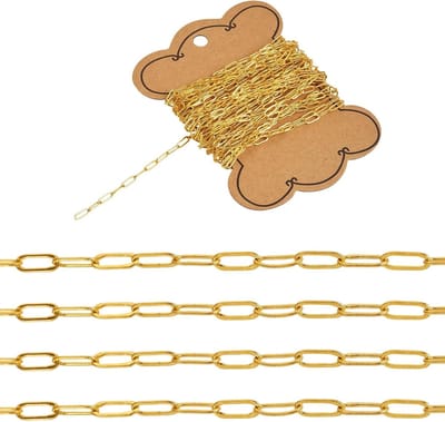 5M Messing Paperclip Kettingen 7.6x2.6x0.5mm Ovalen Link Kettingen voor DIY Sieraden Maken en Armbanden