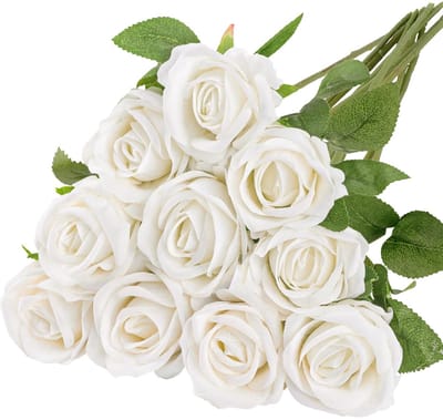 Kunstrozen - Realistische zijdebloemen - set van 10 - 51 cm