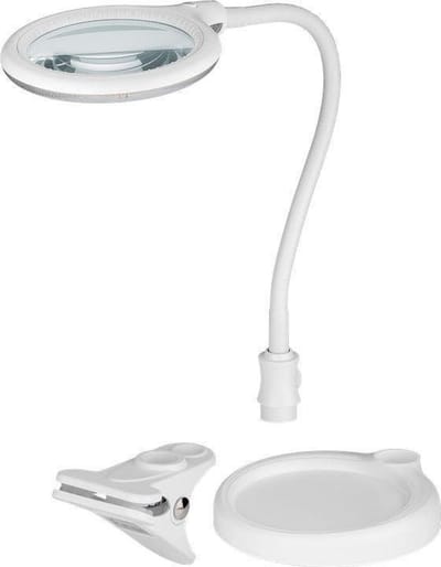 Goobay led-loeplamp met voet en klem 6 W 480 lm 1,75x vergroting 1,5 m wit, Led-loeplamp staand/klemmend, 6 W, wit, 480 lm