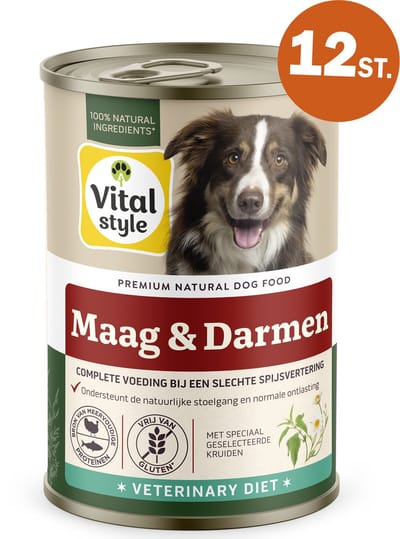 VITALstyle Maag & Darmen- Natvoer - Voor Honden Met Een Gevoelige Spijsvertering - Met o.a. Heemswortel & Rozemarijn - 12 x 400 g