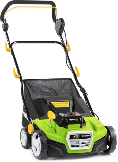 Elektrische Verticuteermachine - Gazonbeluchter Mosverwijderaar - Gazon Onderhouden - Borstelloze Motor - 38 cm Werkbreedte - Zwart Groen
