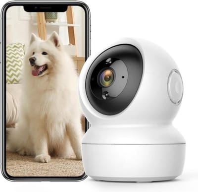 Intelectro Huisdiercamera - Houd je Huis, Huisdieren en Baby Veilig met Onze Camera - 1080P & 360° Dekking - 2-Way Audio - IR Nachtzicht - Bewegingsdetectie - MicroSD Slot - Wit - Levering Sneller dan Aangegeven!