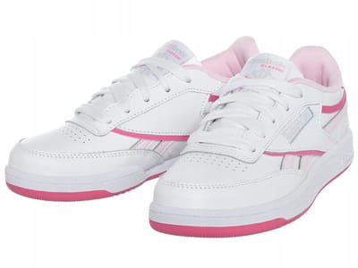 Reebok Club C Revenge - Sportschoenen - Wit en Roze - Leren Bovenwerk - Maten EU 32