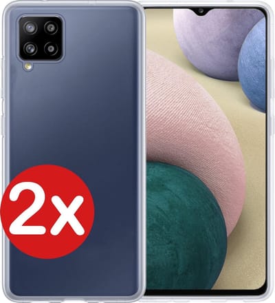 Hoesje - 2 Stuks - Geschikt voor Samsung Galaxy A12 - Sterk & Shockproof - Telefoonhoes - Back Cover - Case Siliconen - Telefoon Hoes - Transparant
