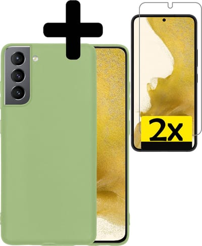 Hoesje - Met 2x Screenprotector - Geschikt voor Samsung Galaxy S22 - Sterk & Shockproof - Back Cover - Siliconen Case - Telefoon Hoes - Telefoonhoesjes - Groen