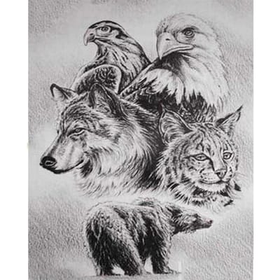Diamant Mozaïek 5D Diamant Schilderij Dier papegaai wolf en kat kruissteek Diamant Borduren Strass Home Decor Geschenken 20X30CM gray