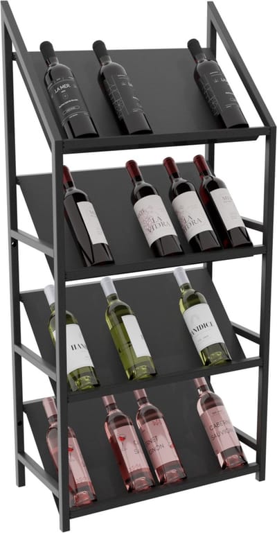 MetaloPro Wijnrek Bordeaux – Zwart Metalen Flessenrek Voor 28 Wijnflessen, Robuust Design, Ideaal Voor Keuken, Kelder Of Bar – 125x60x30cm