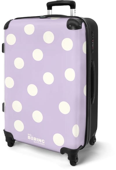 NoBoringSuitcases.com® - Koffer groot - Rolkoffer lichtgewicht - Paars stippen patroon - Reiskoffer met 4 wielen - Grote trolley XL - 20 kg bagage - Valiezen middelgroot - Hardcase bagagekoffer - Suitcase large