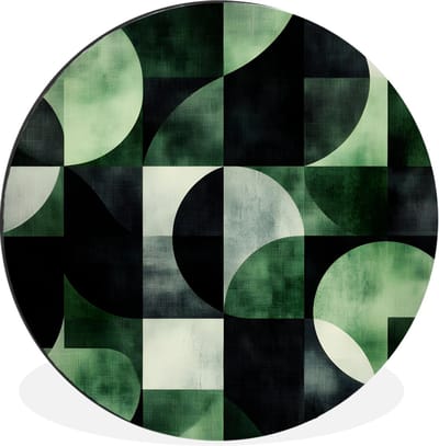 WallCircle - Wandcirkel - Muurcirkel - Abstract - Groen - Vormen - Aluminium - Dibond - 30x30 cm - Binnen en Buiten