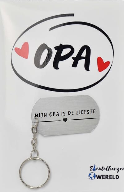 Mijn opa is de liefste Sleutelhanger inclusief kaart - Opa cadeau - grandpa - Leuk kado voor je opa om te geven - 2.9 x 5.4CM