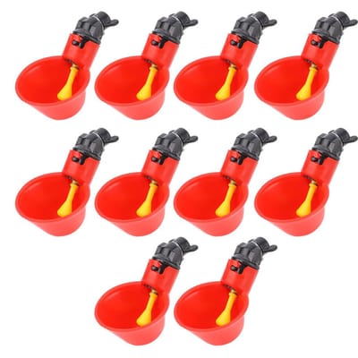 10 stuks Plastic Automatische Pluimvee Vogel Water Drink Dispenser Kip Water Drinker Gereedschap(C) red