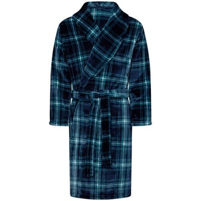 Pastunette Badjas - Nature - Geruit - Blauw / Groen - Fleece - Maat S