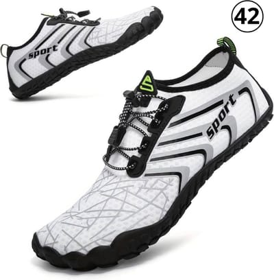 Livano Waterschoenen Voor Kinderen & Volwassenen - Aqua Shoes - Aquaschoenen - Afzwemschoenen - Zwemles Schoenen - Wit - Maat 42