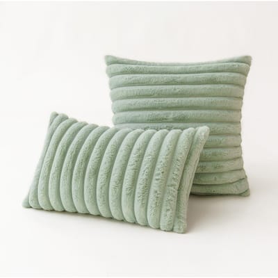 Herfst en Winter Korte Pluche Kussen Lang Haar Verticaal Konijnenbont Zacht Kussen Kussen Woonkamer Slaapkamer Bank Kussenhoes 30 * 50cm without core gray