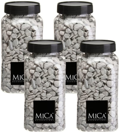 Mica Decorations decoratie steentjes - 4x - grijs - 1 kilo - 650ml - hobby steentjes