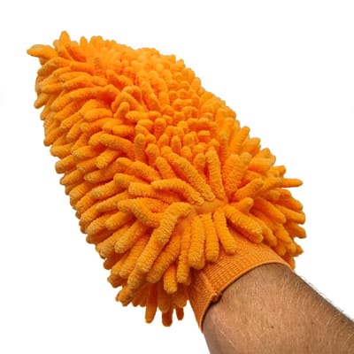 Gadgetpoint - Auto Schoonmaak Spons - Autospons - Washandschoen - Schoonmaakspons Handschoen - 1 zijdig Oranje