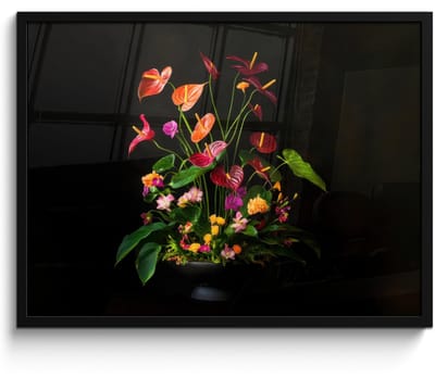 Poster in lijst - Fotolijst 70x50 cm - Posters - Bloemen - Vaas - Kleurrijk - Posterlijst zwart - Decoratie - Wanddecoratie woonkamer - Muurdecoratie slaapkamer