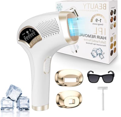 Aurixi® Laser Ontharingsapparaat – Haarverwijderaar IPL Technologie – Ontharingsapparaat Met 9 Energieniveaus - Epileerapparaat Voor Vrouwen – Wit - ‎ 23cm x 20cm x 6cm