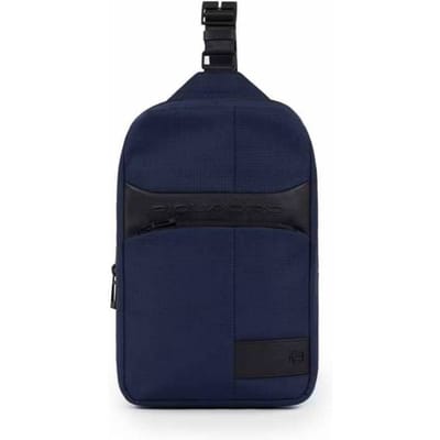 Monospalla Piquadro W129 Blauw leer en stof - CA5751W129-BLU