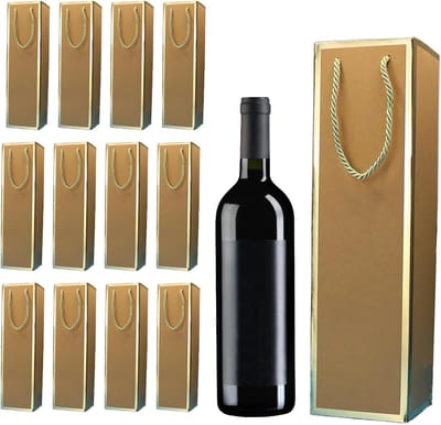 Allecta- Geschenkzakjes - Flessenzakjes - Handvat - Kraft - Bruiloft - Feest - Cadeau - Flessen - Bruin - Kraftwijn geschenkzakjes voor bruiloft en feest, 20 stuks met handvat.