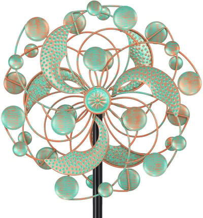Dailygoods- Windspinner 360° - Tuindecoratie - Buitendecoratie - Sculptuur - Kinetische Pinwheels - Metalen Beugel