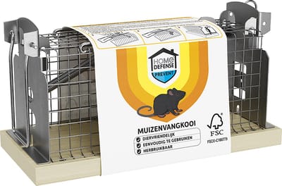 Home Defense - Houten Muizenvangkooi - Diervriendelijke muizenval - Voor binnen en buiten - Herbruikbaar - Muizenbestrijding