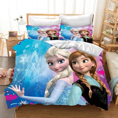 Kinder Frozen Prinses Beddengoed Set Elsa Beer Dekbedovertrek Queen met Kussensloop 3D Kinder Beddengoed Set EU King(240*220cm)3pcs
