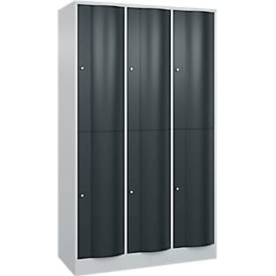 C+P Garderobekast Resisto, 3 vakken, 6 vakken, B 1148 x D 540 x H 1950 mm, lichtgrijs/antracietgrijs